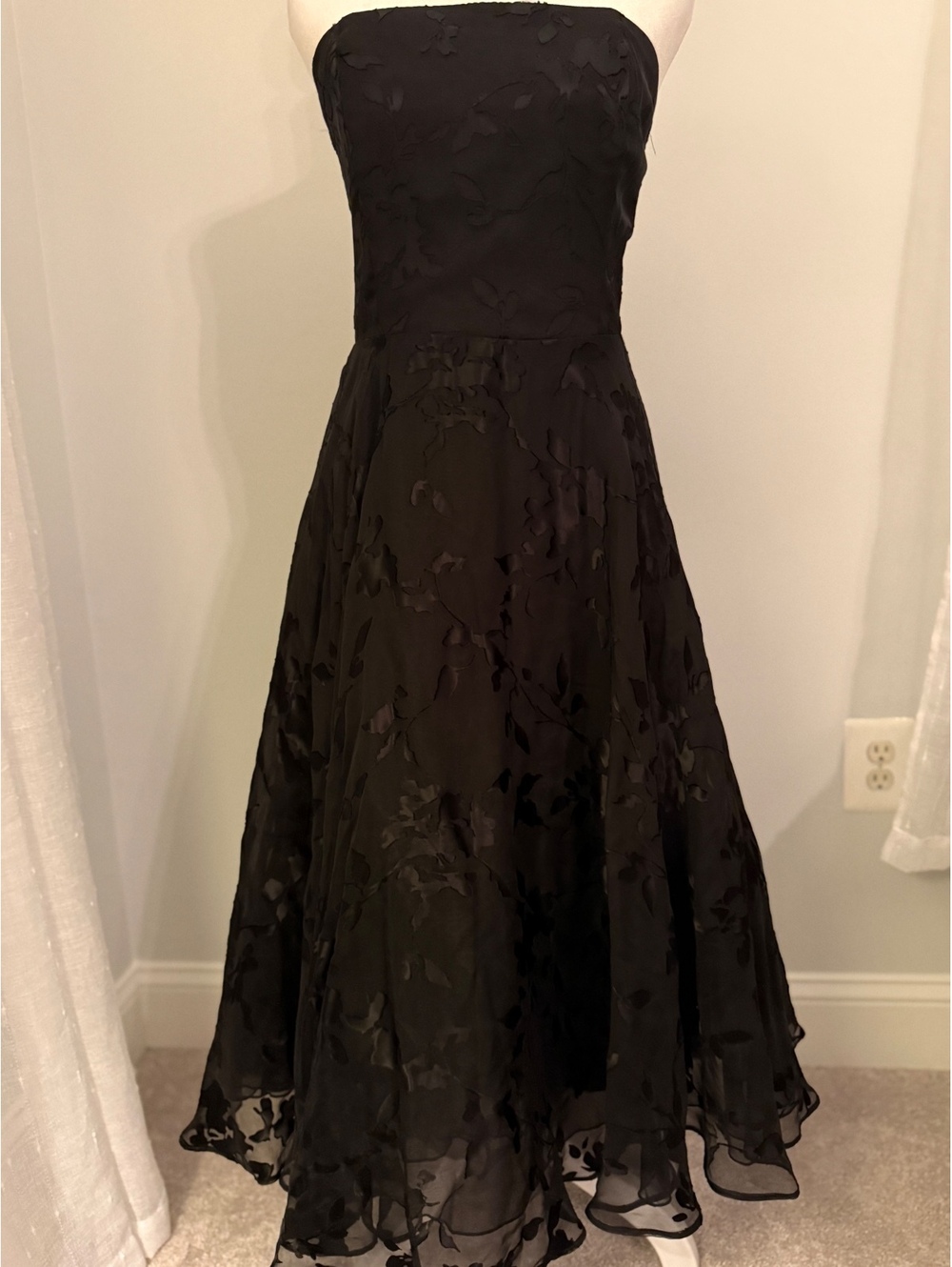 White House Black Market Strapless Silk Jacquard Dress